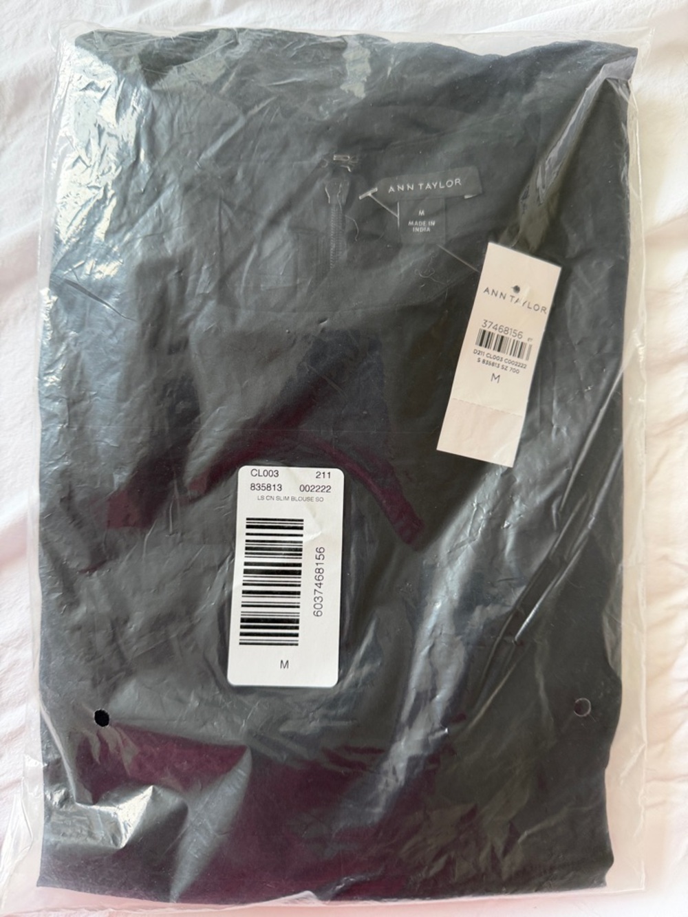 Ann Taylor Black Long-Sleeve Puff Shoulder Blouse